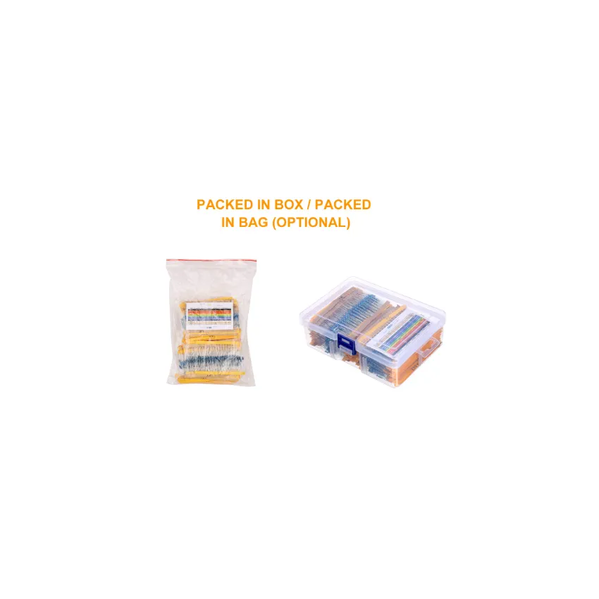 2600pcs Metal Film Resistor Kit 130 Values 1 Percent Tolerance 0.25W Axial Through-Hole Assorted Set