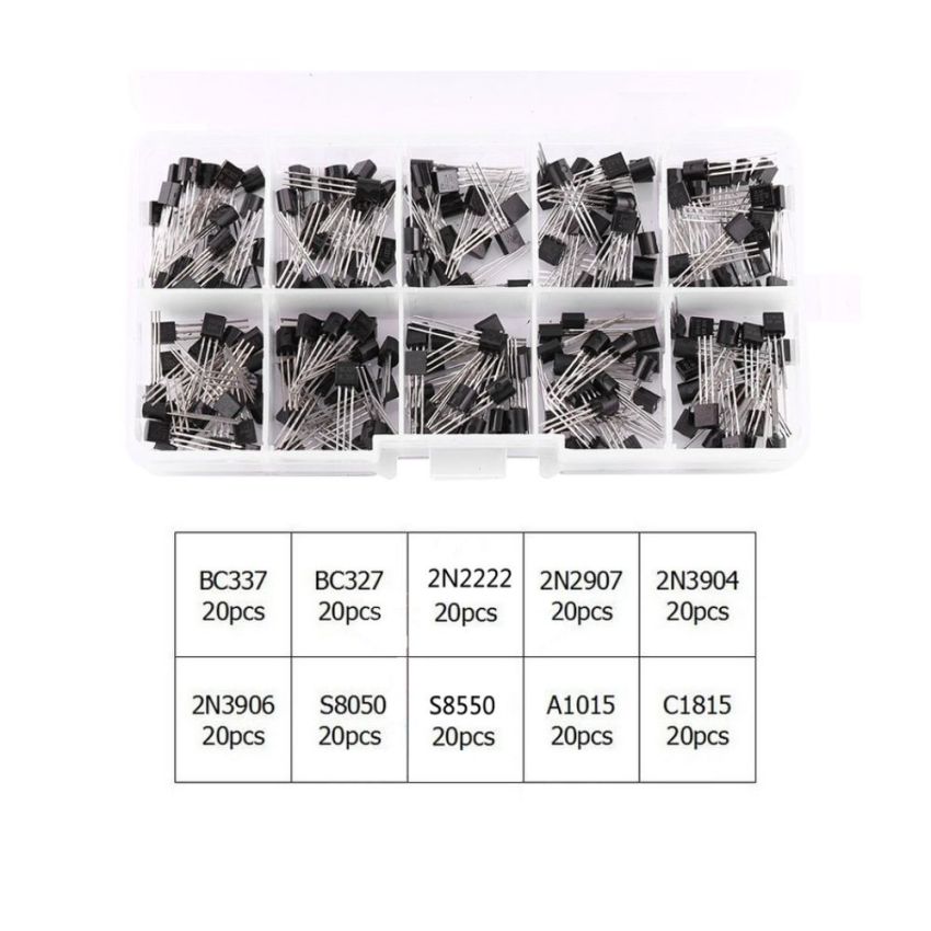 Power Transistor Assortment Kit,10 Values,200 Pcs NPN PNP
