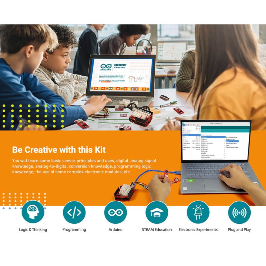 Crowtail Starter Kit for Arduino with 22 Modules, Base Shield, and Over 20 Step-by-Step Tutorials