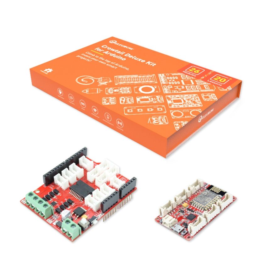 Crowtail Deluxe Kit for Arduino with Multiple Modules, Sensors, and Over 20 Hands-On Tutorials for Advanced Projects
