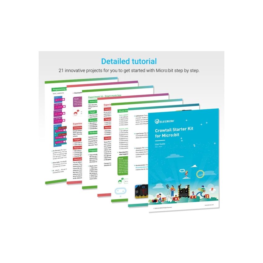Elecrow Crowtail Starter Kit for Micro:bit – 20+ Modules, 20+ Tutorials, Plug-and-Play Electronics Learning Kit