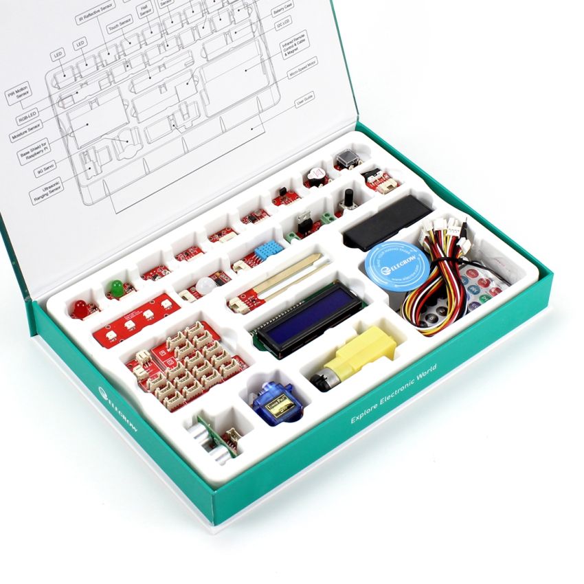 Crowtail Starter Kit for Raspberry Pi – Plug & Play Electronics Learning Kit with 22 Modules and 20 Tutorials