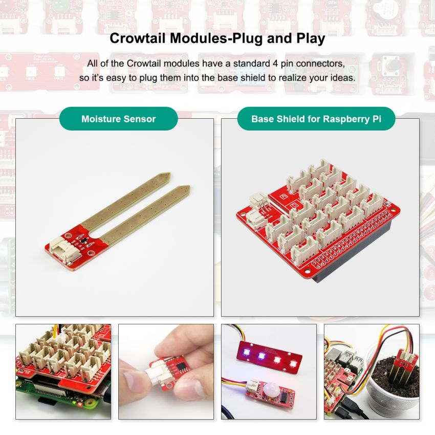 Crowtail Starter Kit for Raspberry Pi – Plug & Play Electronics Learning Kit with 22 Modules and 20 Tutorials