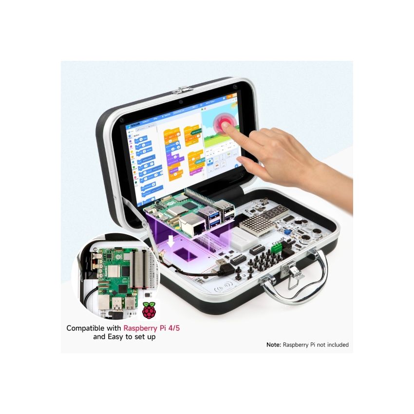 CrowPi Basic Kit -Compact Raspberry Pi Educational Kit – 9-Inch Display, Sensor Modules & Programming Tools