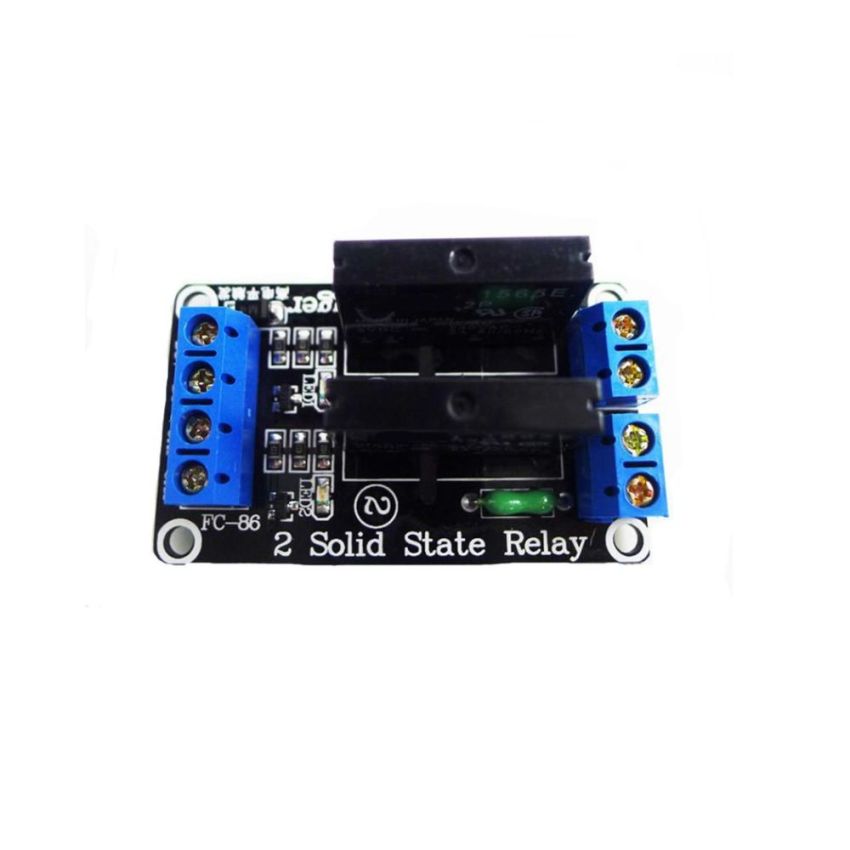 2-Channel Solid State Relay (SSR) Module – 12V DC Input, 240V AC Output, Low-Level Trigger