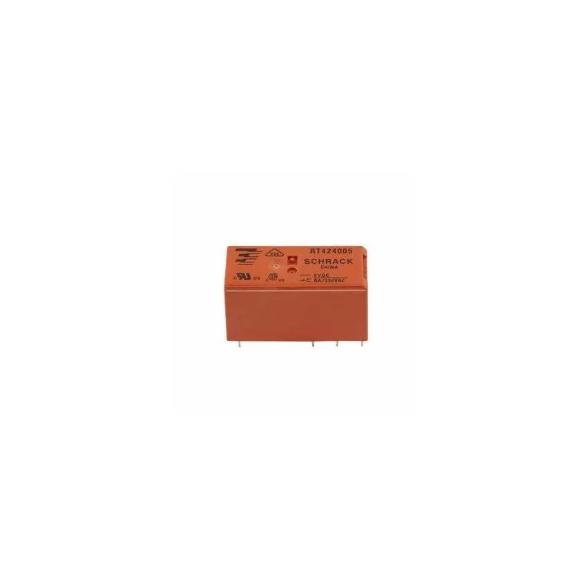 RT424005 Power Relay, DPDT, 5VDC Coil, 8A, PCB Mount