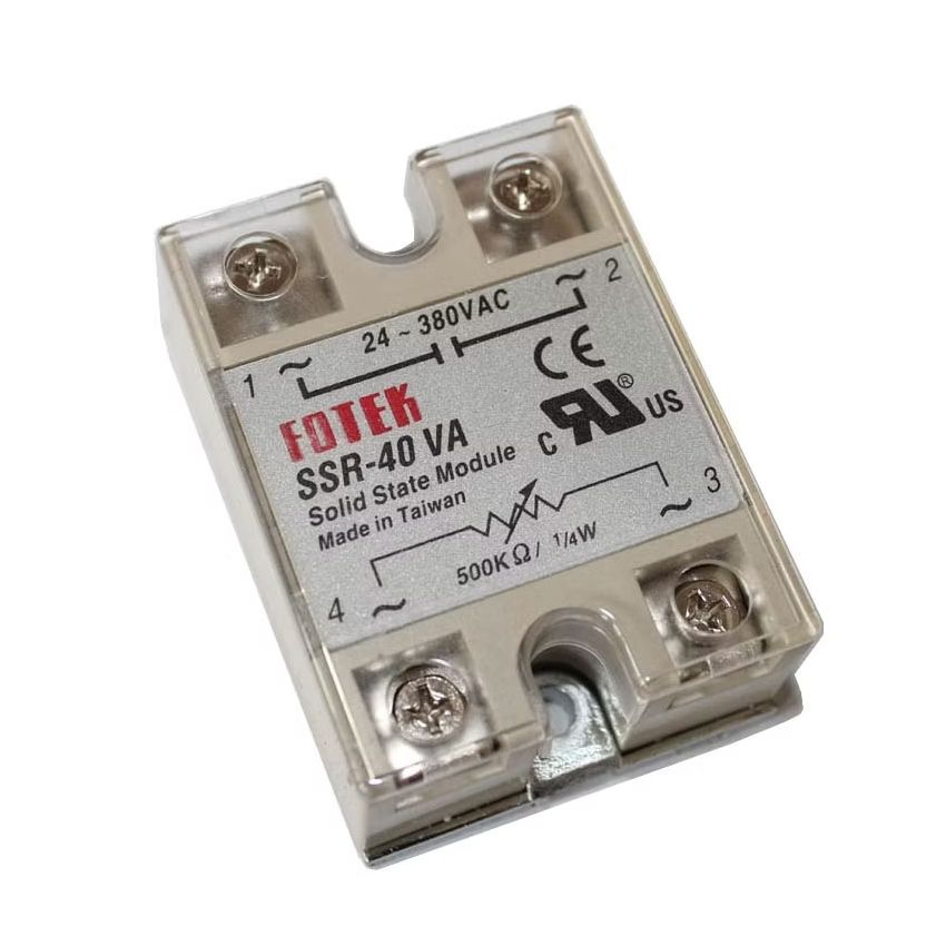  SSR-40VA Solid State Relay, Variable Resistor Input, 24–380VAC Output, 40A