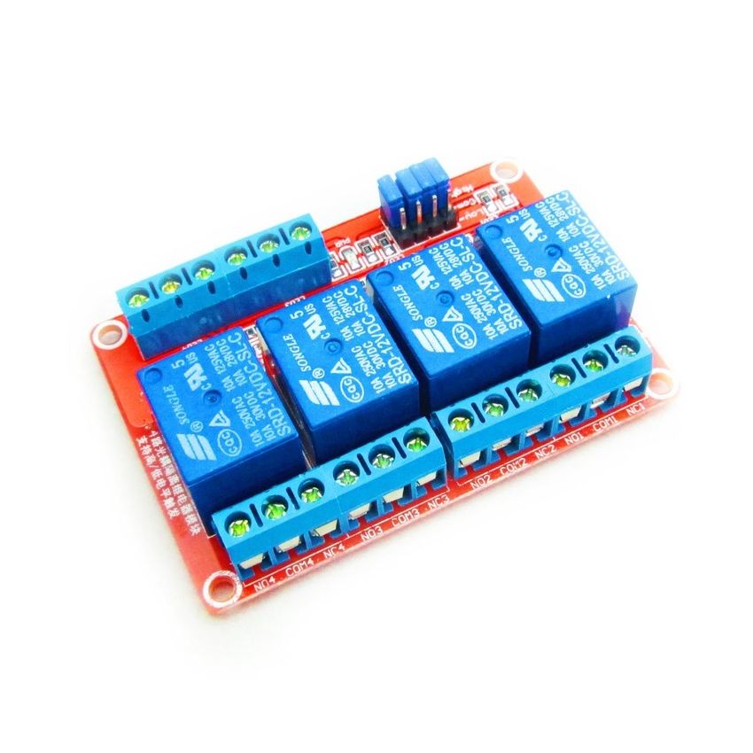 SLA-12VDC-SL-C, High Power 4-Channel Relay Module with Optocoupler, High/Low Level Trigger, 12V, 30A