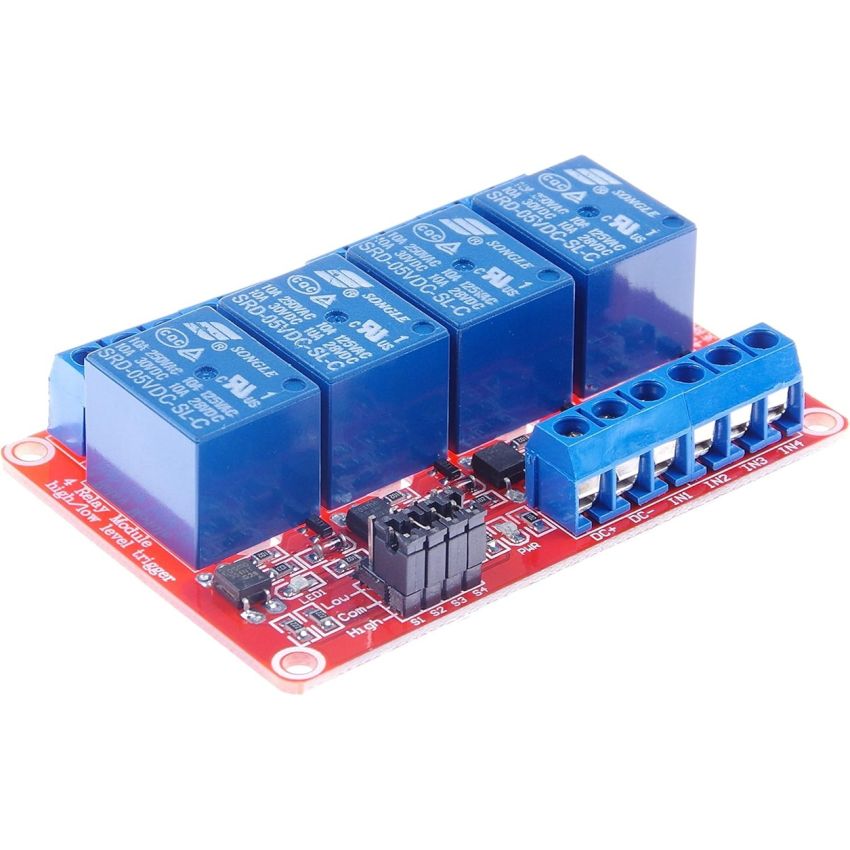 SLA-05VDC-SL-C,High Power 4-Channel Relay Module with Optocoupler, High/Low Level Trigger, , 5V,30A