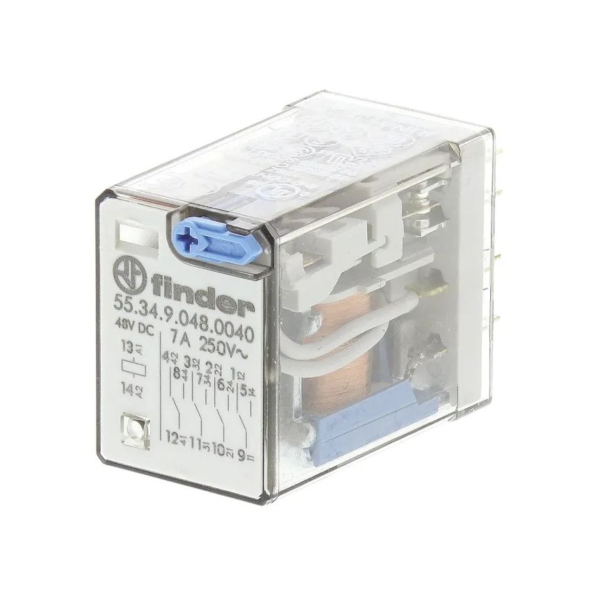 55.34.9.048.0040,Power Relay, 7A, 250VAC, Plug-In, 48VDC,4PDT 