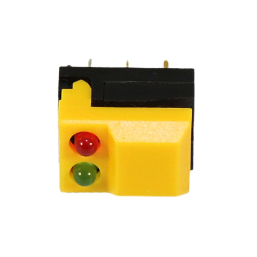 LED Push Button Yellow 8P - Momentary Switch with Red & Green Indicator LEDs