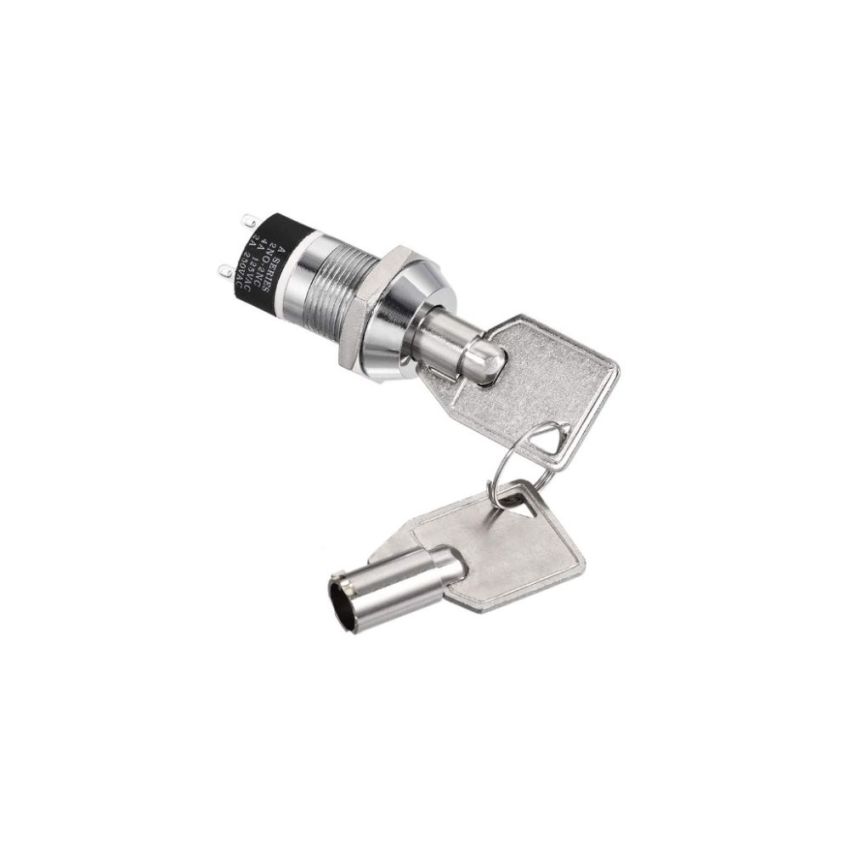 S1902, Key Switch, Key-Operated Lock Switch, 1NO1NC Single Pole, 3A 250VAC for Industrial and Security Applications