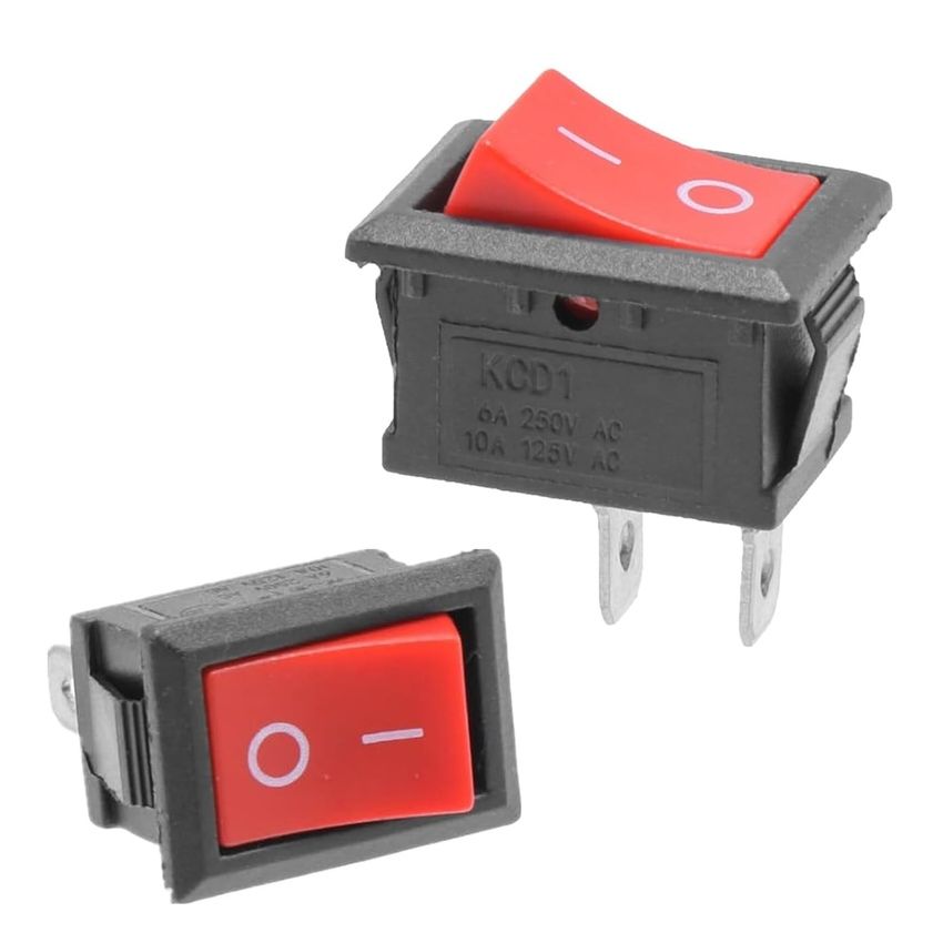 KCD1-101, Red Rocker Switch ON-OFF, Panel Mount Package