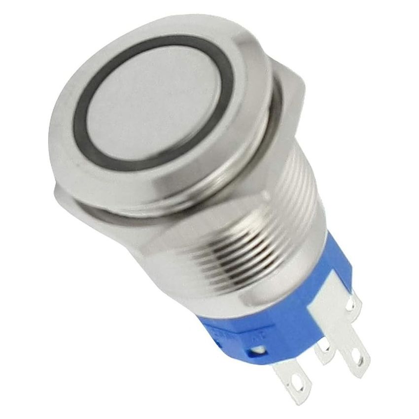 AL6J-M1-BLUE, 24V Blue Round Push Button Switch, Panel Mount Package
