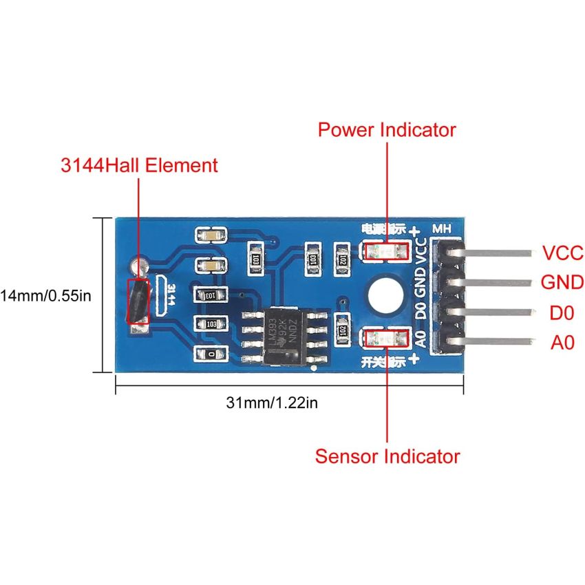LM393 ,Hall Effect Magnetic Sensor Module - 3.3V to 5V DC