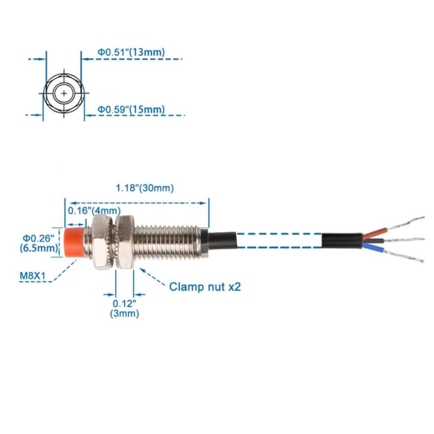 PR08-2DP,Proximity Sensor, 8mm Detection Distance, NPN NO Output, Ideal for Industrial Automation and DIY Projects