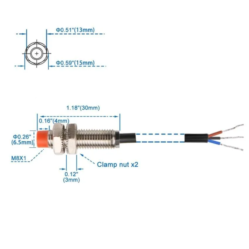 PR08-2DP,Proximity Sensor, 8mm Detection Distance, NPN NO Output, Ideal for Industrial Automation and DIY Projects