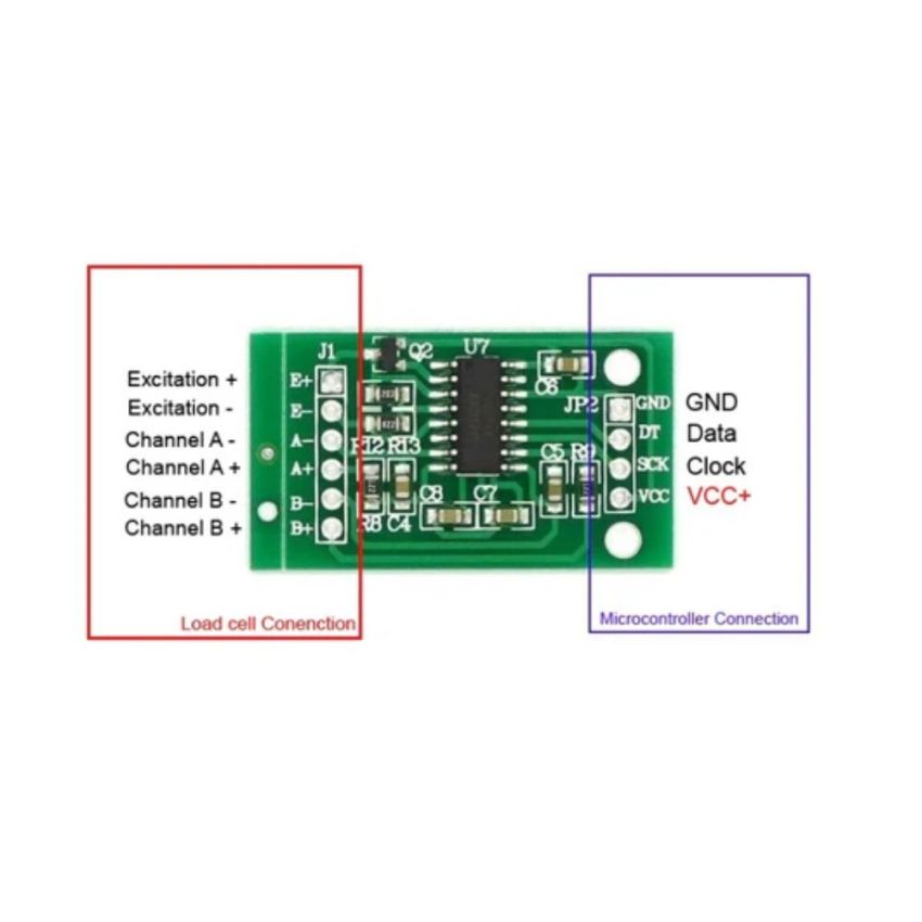 HX711, Load Cell Amplifier, Dual-Channel 24-bit Precision A/D Weight Pressure Sensor