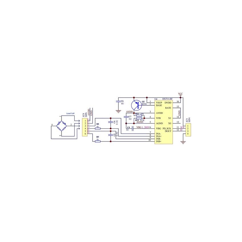 HX711, Load Cell Amplifier Module, 24-Bit Analog-to-Digital Converter, Dual-Channel