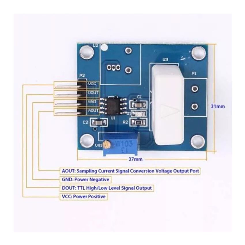 WCS1800 Hall Effect Current Detection Sensor - 5V, 20A Range