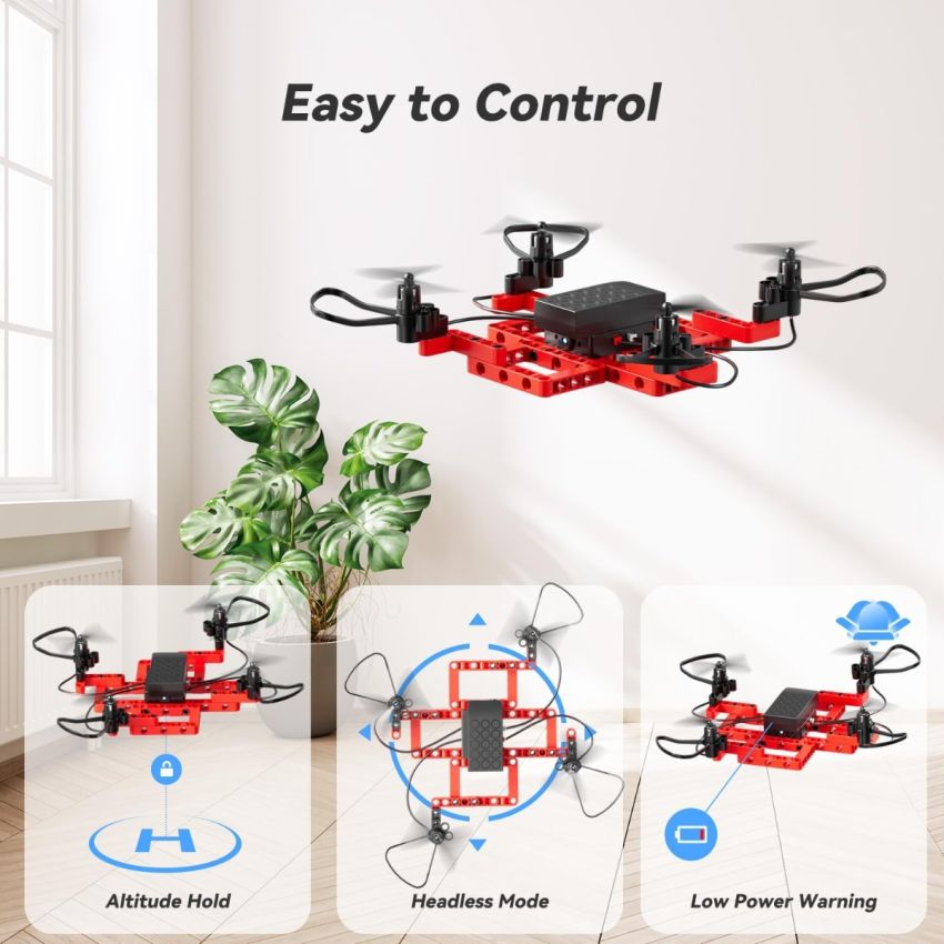 EC300 5-in-1 DIY Mini Drone Building Kit for Kids STEM RC Drone Toy Multicolor