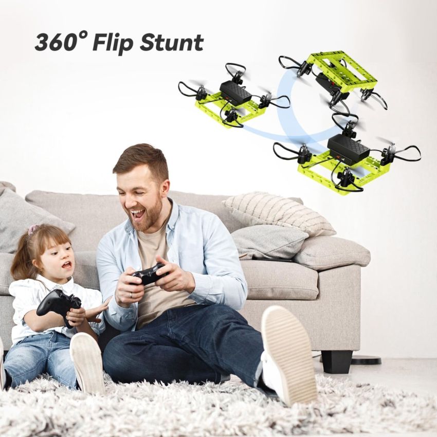 EC300 5-in-1 DIY Mini Drone Building Kit for Kids STEM RC Drone Toy Multicolor