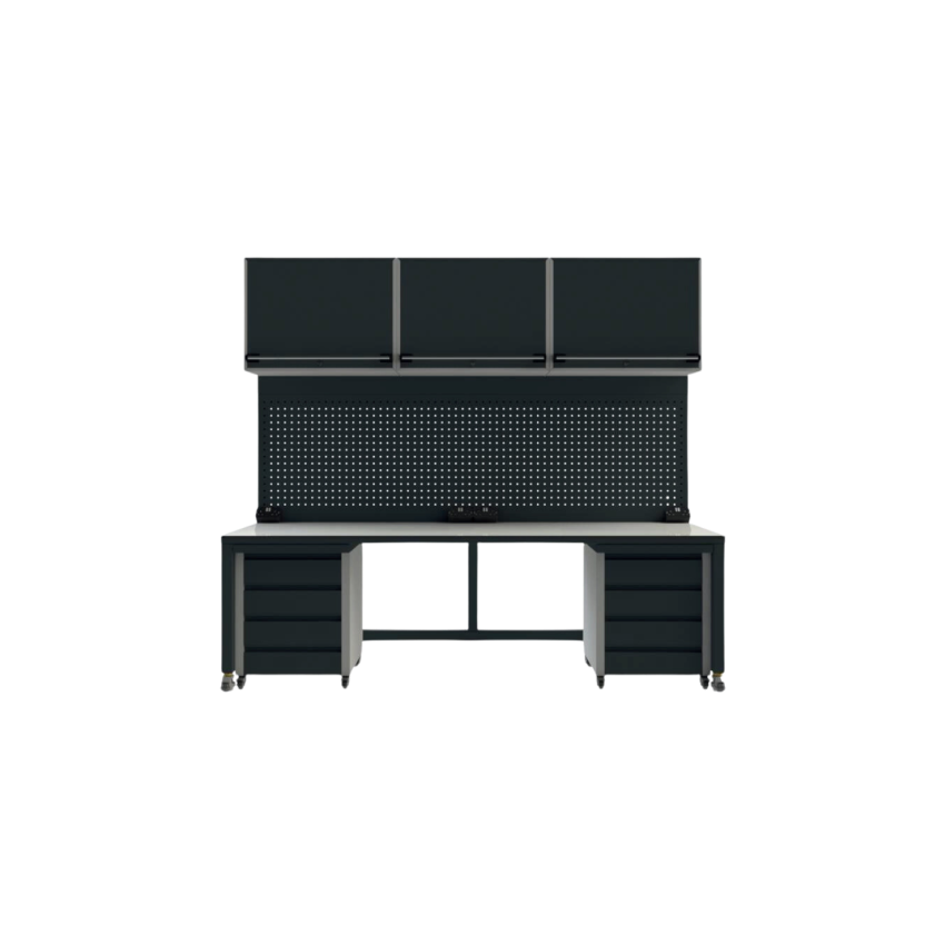 Heavy-Duty Workbench with Wall-Mounted Features