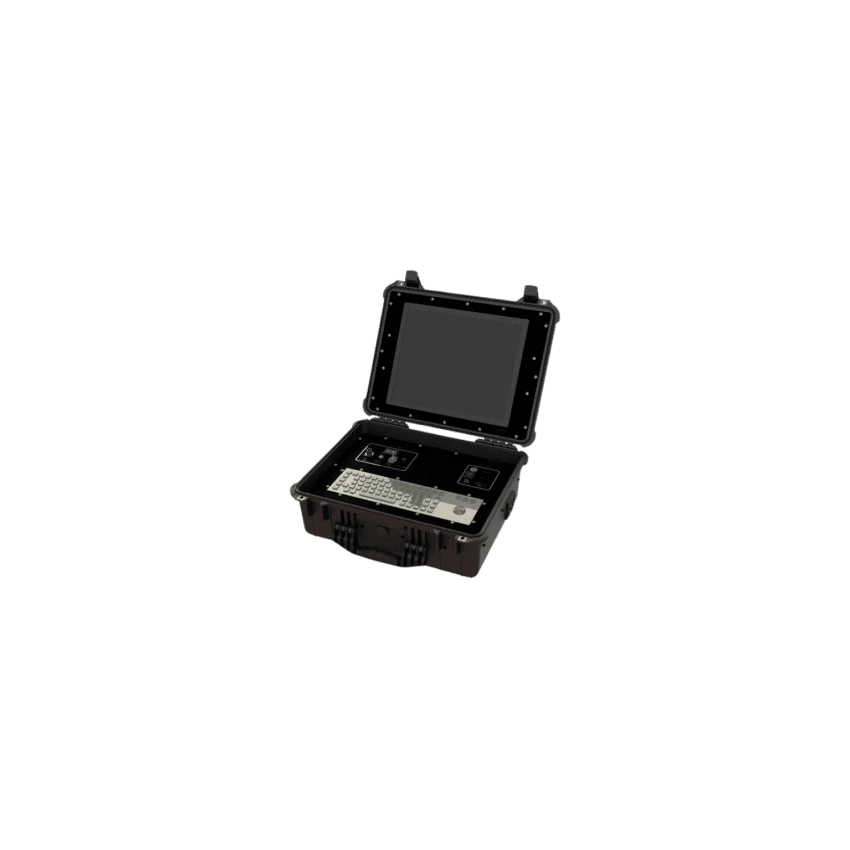 Customized Mobile Control Station Rugged Portable Console with Integrated Screen, Keyboard & Sw