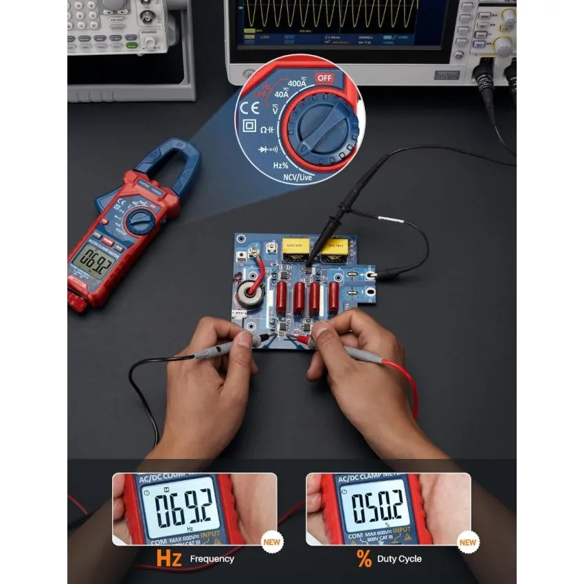 AstroAI CM4K0R True RMS Digital Clamp Meter 4000 Counts AC DC Current Voltage Capacitance Frequency NCV Tester