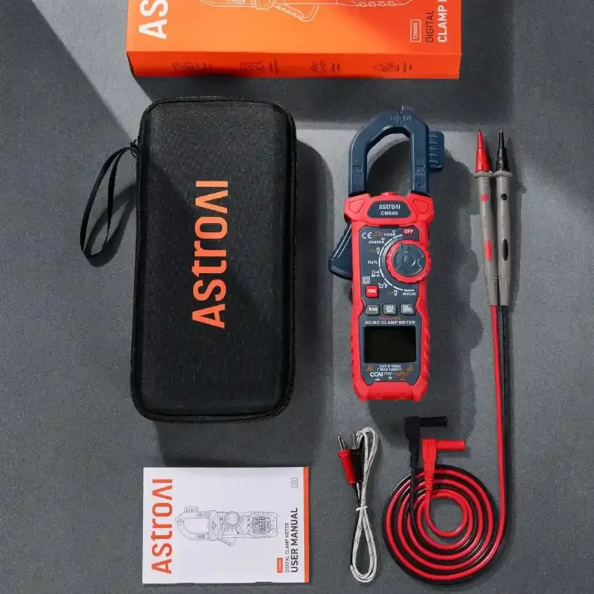 AstroAI CM6KRD True RMS Inrush Clamp Meter 6000 Counts 1000A AC DC Current 1000V Voltage Temperature Capacitance Frequency NCV Tester