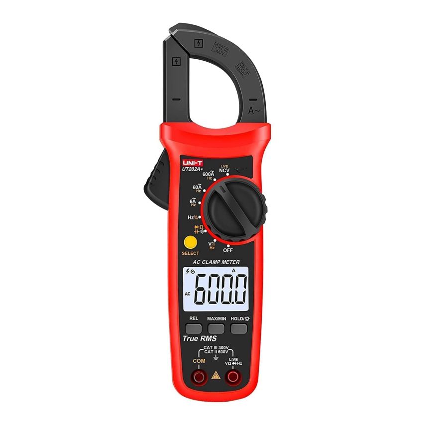 UNI-T UT202A+ Digital Clamp Multimeter – True RMS, 600A AC Current, NCV & Live Wire Test, Professional Auto-Ranging Multi-Tester
