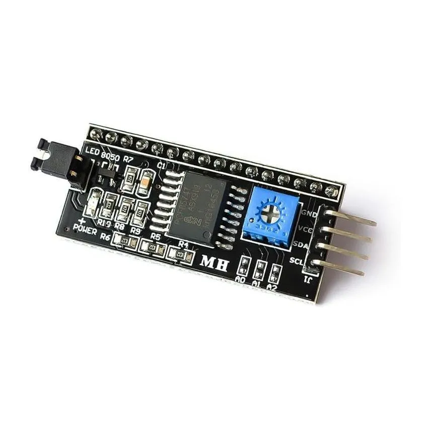 I2C LCD Display Module Driver, Serial Interface, Adjustable Contrast