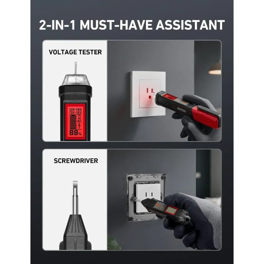 AstroAI VTS1000H Non Contact Voltage Tester with Screwdriver Dual Range AC 12V 70V to 1000V Live Wire Detector