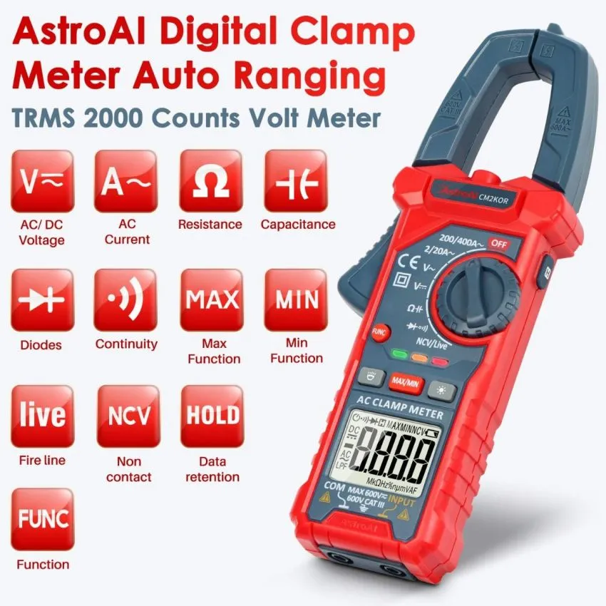 AstroAI M4KOR True RMS Digital Multimeter 4000 Counts with NCV AC DC Voltage Current Capacitance Battery Tester