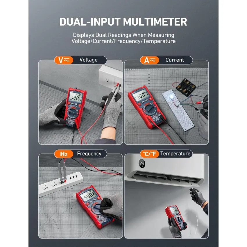 AstroAI M6K0R True RMS Digital Multimeter 6000 Counts with NCV AC DC Voltage Current Capacitance Frequency Temperature Tester