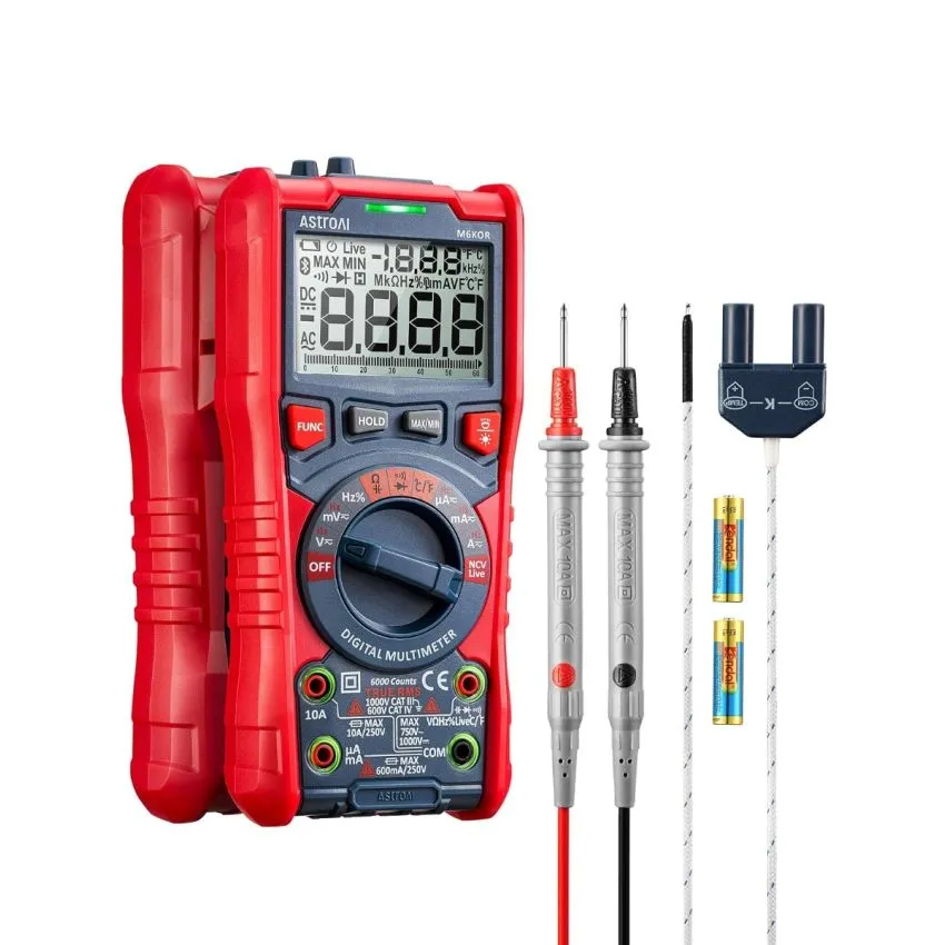AstroAI M6K0R True RMS Digital Multimeter 6000 Counts with NCV AC DC Voltage Current Capacitance Frequency Temperature Tester