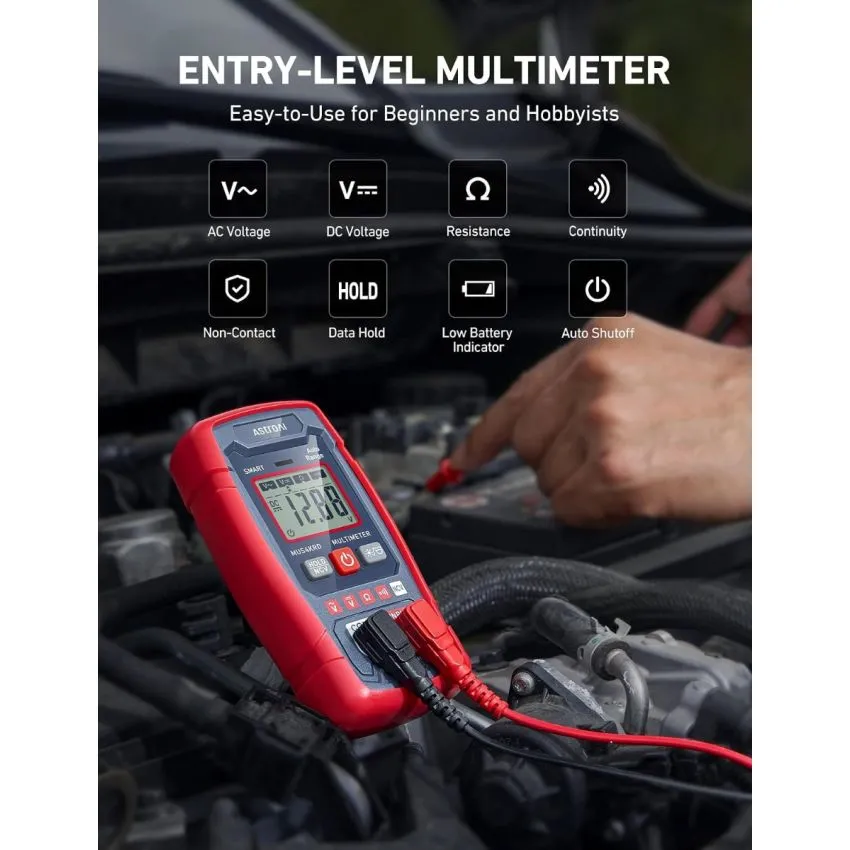 AstroAI MUS4KRD Smart Digital Multimeter 4000 Counts Auto Ranging AC DC Voltage Resistance Continuity NCV Tester