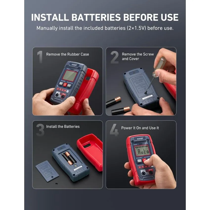 AstroAI MUS4KRD Smart Digital Multimeter 4000 Counts Auto Ranging AC DC Voltage Resistance Continuity NCV Tester