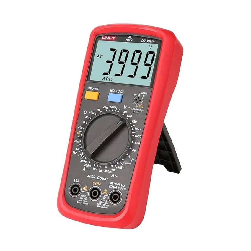 Uni‑T UT39C+ Handheld Digital Multimeter, 4000-Count Display, NCV Detection, Temperature Measurement, Backlit LCD