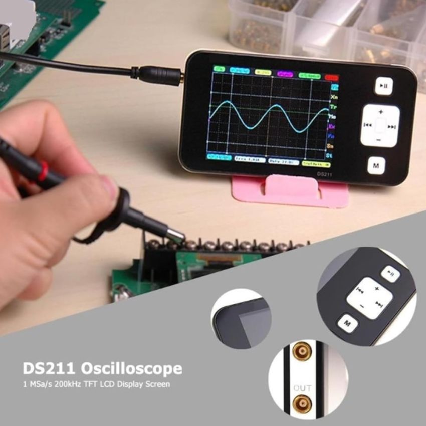DS211,Mini Portable Digital Storage Oscilloscope,5MHz Bandwidth,2.8