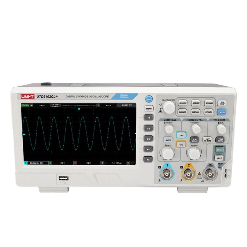 UNI-T UTD2102CL+ Digital Storage Oscilloscope – 100MHz Dual Channel, 500MS/s Sampling Rate, 7-Inch Wide Screen Benchtop Scope