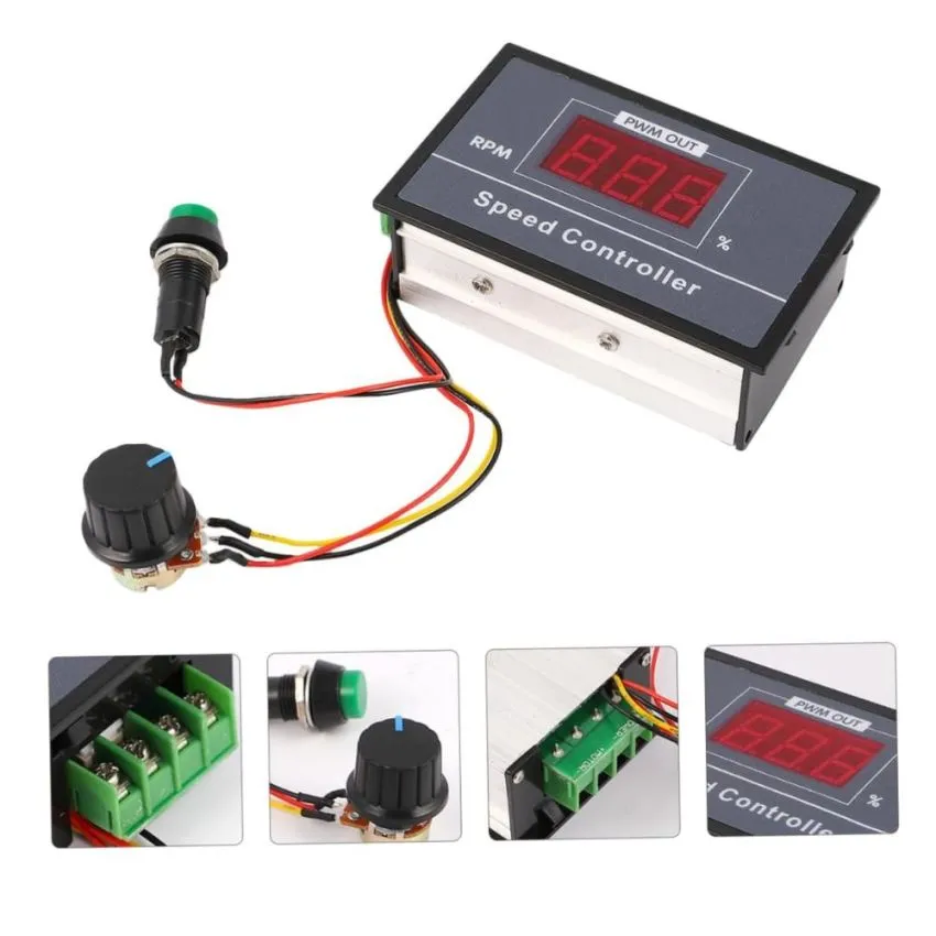 PWM DC Motor Speed Controller DC6-60V 6V/ 9V/ 12V/ 18V/ 24V/ 36V/ 48V/ 30A, PWM DC Motor Stepless Speed Regulation Start Stop Switch with Digital Display