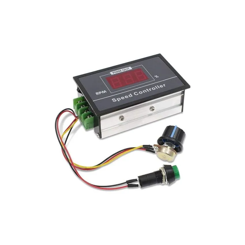 PWM DC Motor Speed Controller DC6-60V 6V/ 9V/ 12V/ 18V/ 24V/ 36V/ 48V/ 30A, PWM DC Motor Stepless Speed Regulation Start Stop Switch with Digital Display