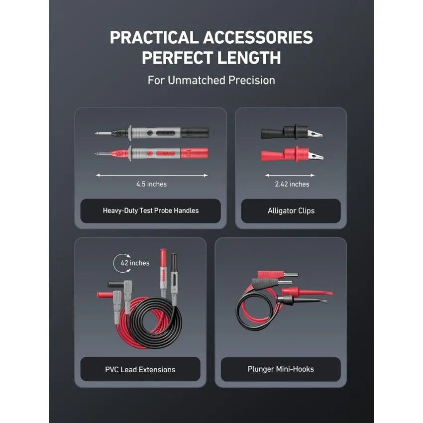 8Pcs Multimeter Test Leads Set 1000V 10A with Alligator Clips Mini Hooks and Test Probes CAT III CAT IV 600V