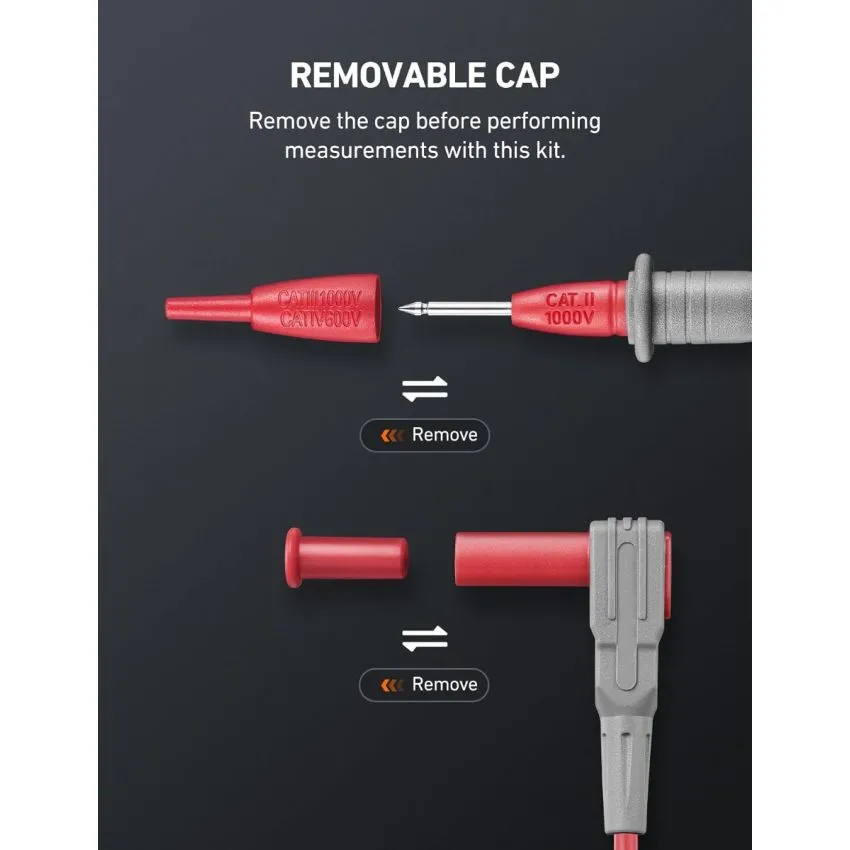 8Pcs Multimeter Test Leads Set 1000V 10A with Alligator Clips Mini Hooks and Test Probes CAT III CAT IV 600V