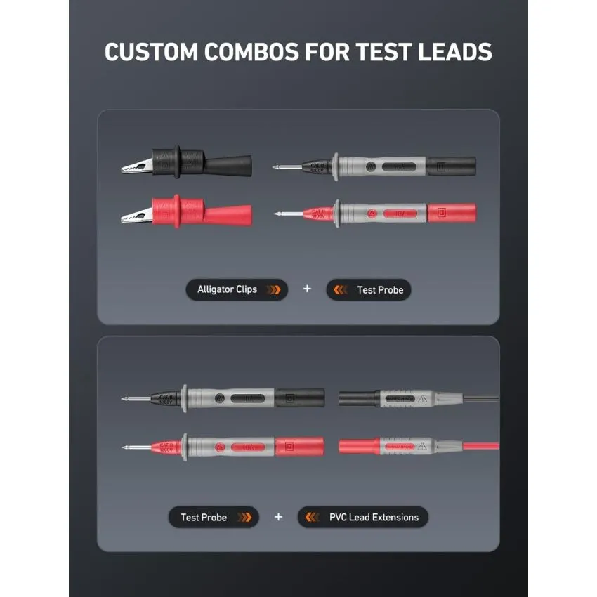 8Pcs Multimeter Test Leads Set 1000V 10A with Alligator Clips Mini Hooks and Test Probes CAT III CAT IV 600V