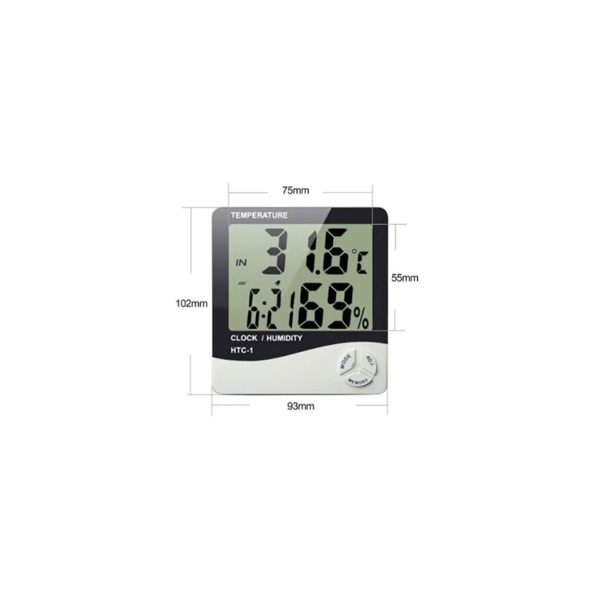HTC-1 Indoor Digital Temperature and Humidity Meter, with LCD Display and Clock Function,-10℃~+50℃