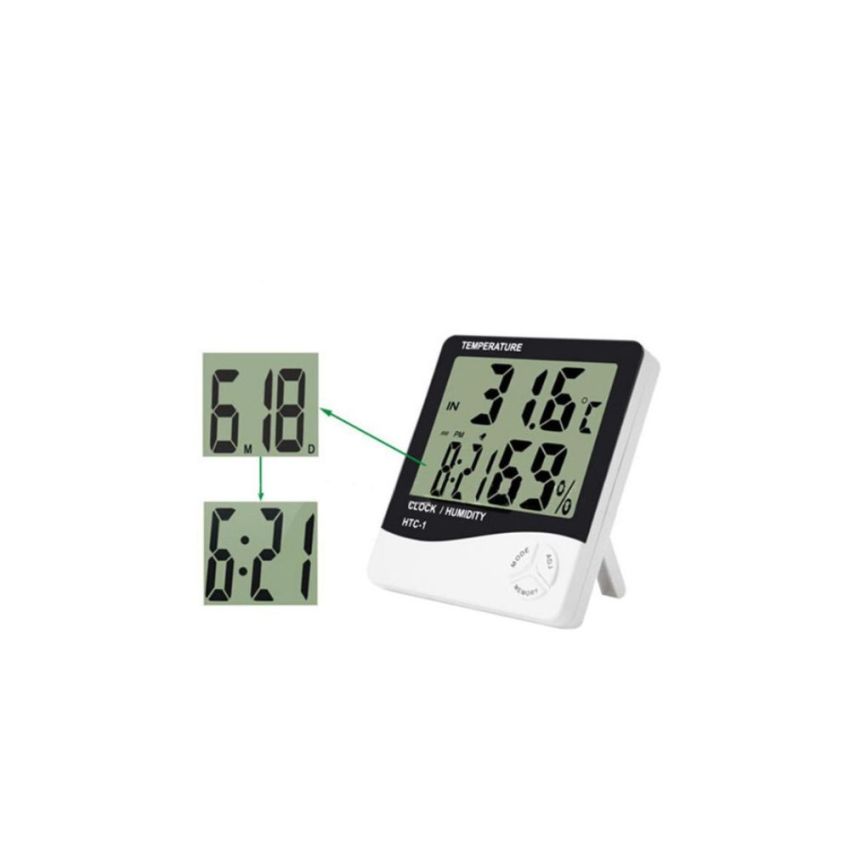 HTC-1 Indoor Digital Temperature and Humidity Meter, with LCD Display and Clock Function,-10℃~+50℃