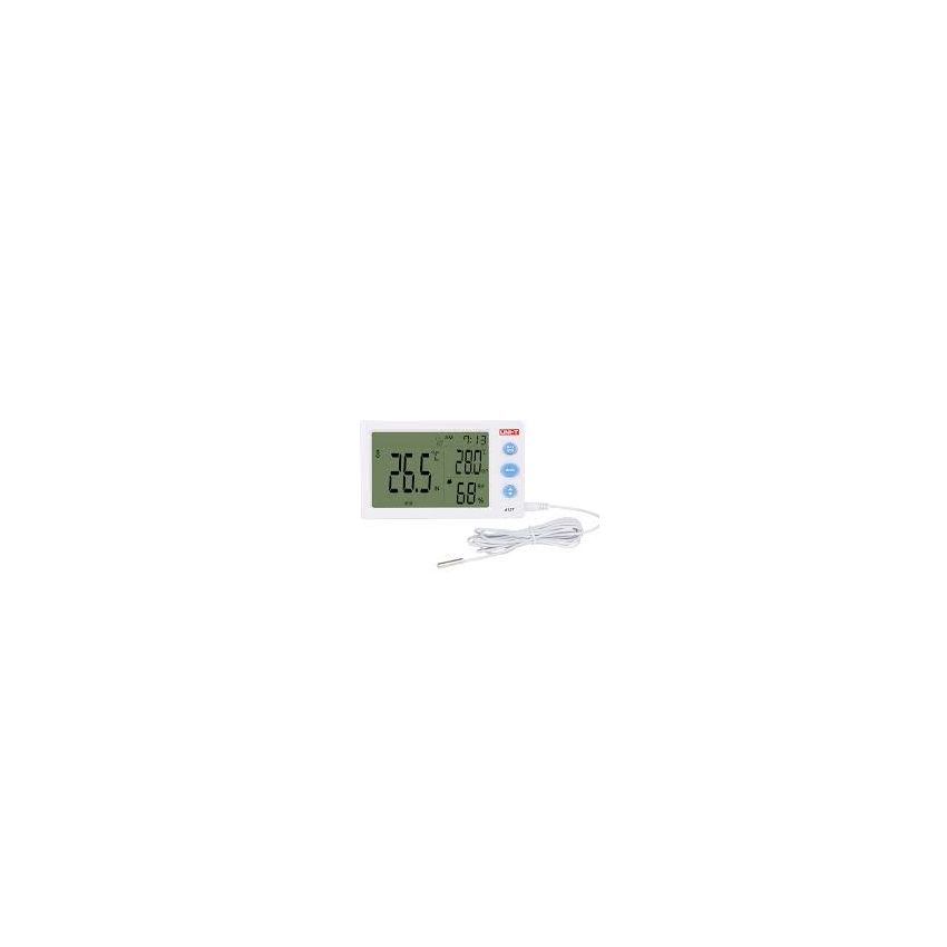 A12T Digital Temperature & Humidity Meter – External Probe, Clock, Alarm & Comfort Indicator Display