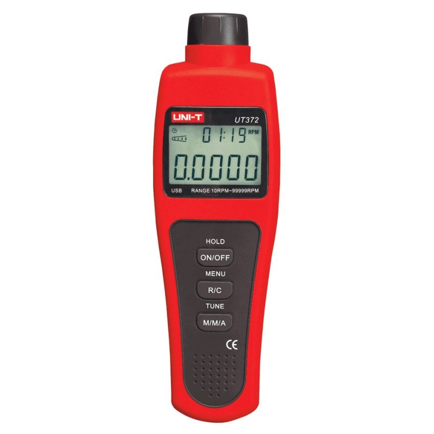 UNI-T UT372 Non-Contact Digital Tachometer – 99,999 RPM Laser Photoelectric RPM Meter with USB Interface, Counter Function & Data Logging